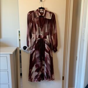 Elegant Maroon and Off White Women's Dress